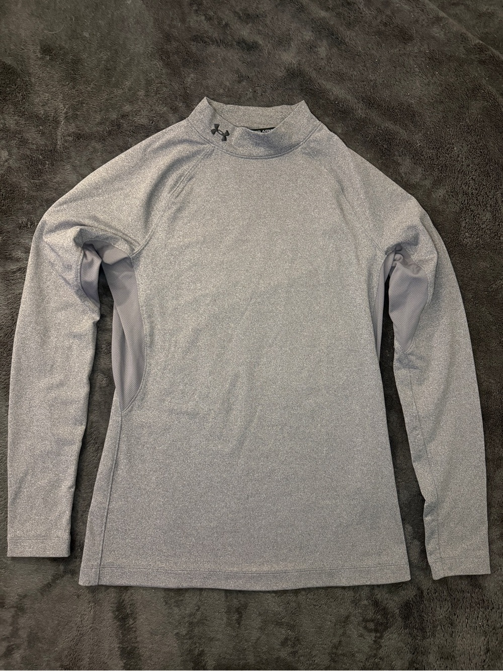 Women's Under Armour Fitted Light Gray Heather Long Sleeve Mock-Neck Top Medium